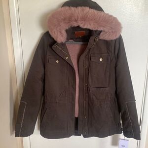 NWT-UGG Australia Convertible Field Parka Jacket Olive with pink-SIZE Medium